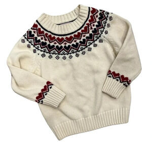 Classic Prep Childrenswear Heart Knit Fair Isles Sweater